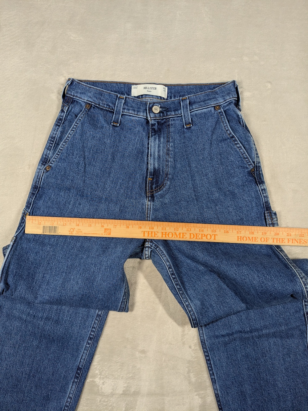 Hollister Baggy Carpenter Jeans W28 L30 Men's Blue Denim Workwear - Picture 5 of 9